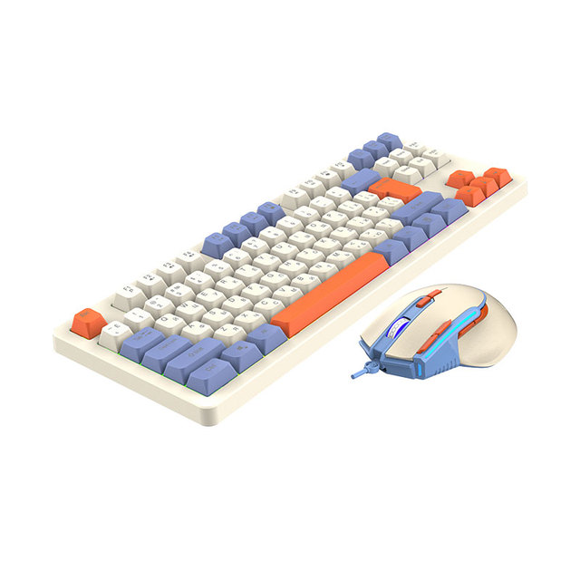 Factory New OEM 87-key USB Wired Keyboard and Mouse Combo Type-C 1.5m Wired Mix-color Keyboard and Mouse Set for Office