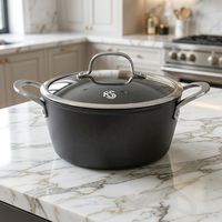 Panci Stok Aluminium Die Cast Heavy Duty Seri KS Chef 24cm, Panci Casserole Profesional Anti Lengket dengan Gagang Ergonomis