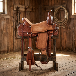 Silla de montar inglesa artesanal de cuero auténtico de vaca/búfalo con armazón de madera, fabricada de forma sostenible en India. - Product Image 1