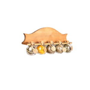 Étagère à épices murale en bois pour cuisine, rangement domestique, organisateur rectangulaire multifonctionnel - Product Image 5