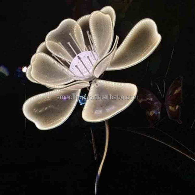 LED Luminous Mesh Lotus Flower Ground Plug Lamp Wedding Aisle Pathway Decor Light Outdoor Garden Park Landscape Floral Light