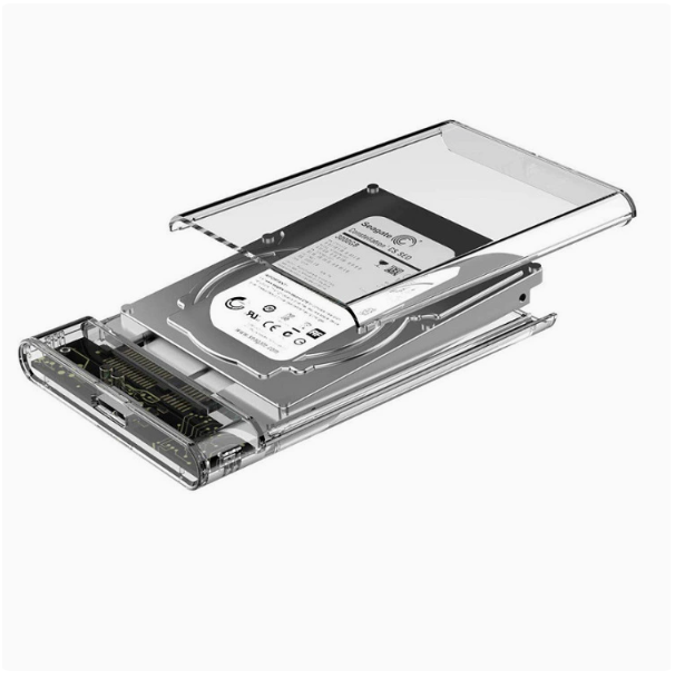 USB 3.0 Transparent Portable Hard Drive Enclosure for 2.5-inch Laptops with SATA Serial Port SSD