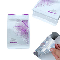 Sac d'emballage pour thé en aluminium refermable OEM d'usine avec languette de fermeture éclair, fond plat, pour le stockage de feuilles sèches, d'herbes et de thé