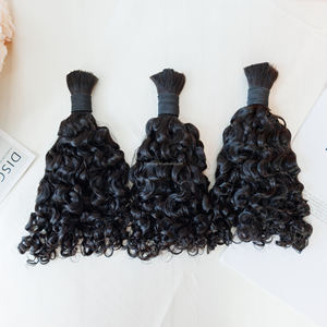 100 g/paquete al por mayor 100% paquetes de cabello sin procesar sin trama birmano rizado cabello humano crudo cabello Remy a granel - Product Image 2