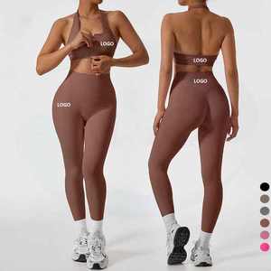 カスタムシームレスなアクティブウェアZipサポートスポーツブラバットリフトレギンスジムウェアフィットネス服ワークアウトヨガセット女性用 - Product Image 1