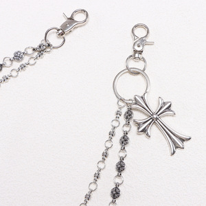 Cadena de cintura cruzada de metal estilo Hip Hop Punk, de plata tibetana con doble anillo, unisex, accesorio de moda para uso diario. - Product Image 4