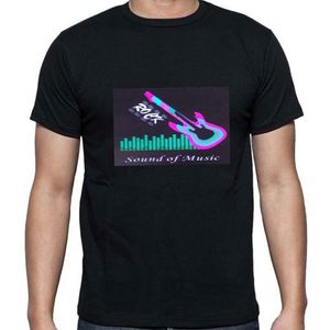 Tùy chỉnh ánh sáng lên âm thanh kích hoạt EL nhấp nháy Áo Thun LED Đảng khuyến mãi quảng cáo hoạt hình t Áo sơ mi không có moq - Product Image 2