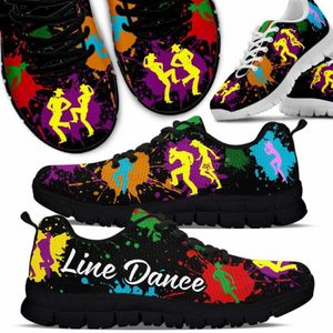 Mode personnalisé danseur motif aquarelle battement de coeur baskets pour les amoureux de la danse respirant maille antidérapant léger chaussures de sport - Product Image 1