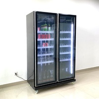 Réfrigérateur commercial à économie d'énergie 500W avec double porte vitrée et chauffage pour supermarchés et magasins