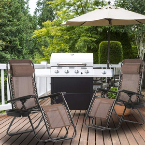 調節可能なスチールメッシュゼロ重力ラウンジチェアリクライナー枕とカップホルダートレイ付き - Product Image 5