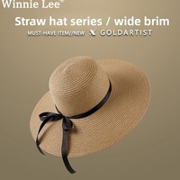 Chapeau de paille d'été pour femmes, protection UV, respirant, coupe-vent, grande taille