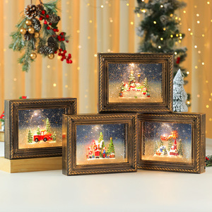 Décoration de Noël créative avec cadres photo interchangeables, boîte à musique lumineuse sur le thème de la neige, inspirée de la musique, parfaite pour - Product Image 2