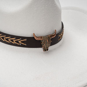 Sombrero de Vaquero Occidental de Fieltro con Hebilla de Toro Ligera, Unisex, Estilo Vacacional Costero, Estilo Casual para Esquiar, Ala Ancha, Protección Solar, Fedora - Product Image 3