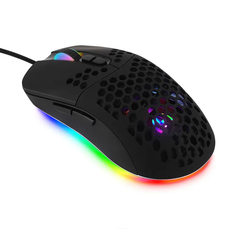 7200dpi Ultra Lightweight Ergonomic Design Honey comb Design Hollow Shell RGB Wired Gaming Mouse