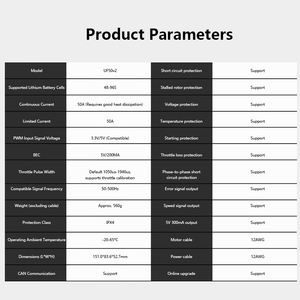 Controlador Electrónico de Velocidad (ESC) UF50 48-96S 50A 1050us-1940us con BEC, compatible con CAN IPX4 para Drones Agrícolas - Product Image 6