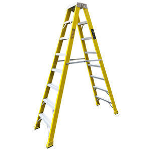 <span class=keywords><strong>Escalera</strong></span> de Fibra de Vidrio Aislada de 2*8 Peldaños, 240 cm, <span class=keywords><strong>Escalones</strong></span> <span class=keywords><strong>Anchos</strong></span> Antideslizantes, para Trabajos de Mantenimiento Industrial - Product Image 3