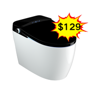 WC intelligent OEM à capteur automatique, chasse d'eau électrique, cuvette allongée, à poser au sol, noir, avec télécommande
