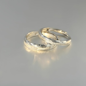Anillos de Pareja de Plata de Ley 925 Grabados Personalizados, Anillos de Promesa Ajustables para <span class=keywords><strong>Regalo</strong></span> de Boda - Product Image 3