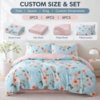 Ensemble de literie 4 pièces en coton floral 100% avec logo personnalisé, OEM ODM, marque privée, housse de couette Super King pour appartement