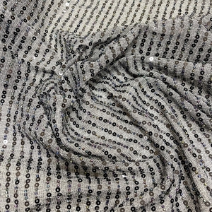 Vải Lưới Ren Thêu Đính Kim Sa Sáng Bóng Màu Xám Lưới Cho Trang Phục Thiết Kế - Product Image 2