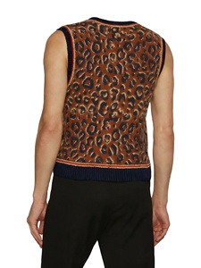 Gilet en tricot <span class=keywords><strong>marron</strong></span> de haute qualité, personnalisé avec un logo de mode sportive, imprimé léopard, vêtements pour hommes, pulls <span class=keywords><strong>sans</strong></span> manches de luxe - Product Image 3