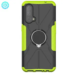 Salable 2 In 1 Hard PC+Soft TPU Shockproof Phone Case For OnePlus Nord CE 5G With Metal Ring Kickstand