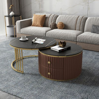 Table basse en marbre BTCT002 pour salon, design nordique de luxe, plateau en verre trempé, structure en acier inoxydable