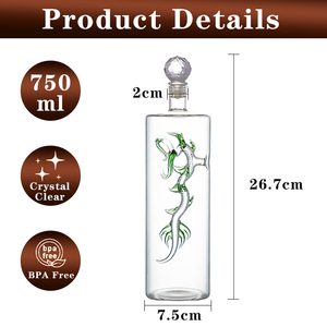 Chai rượu thủy tinh màu đỏ nho rồng hình kỳ lạ - Product Image 3