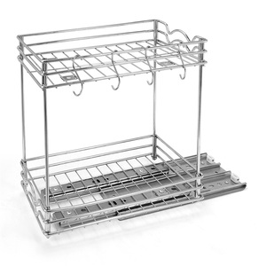Home Kitchen Double-Layer Stainless Steel <b>Towel</b> Rack with Sliding <b>Rail</b> Detachable Storage Modern <b>Standing</b> Waterproof Design - Product Image 3