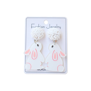 Nuovi Orecchini Personalizzati a Forma di Coniglietto in Smalto con Perline Colorate per Pasqua - Product Image 1