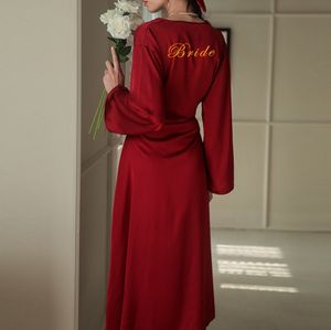 Bata de satén de <span class=keywords><strong>novia</strong></span> blanca de fábrica, <span class=keywords><strong>Kimono</strong></span>, bata de seda, bata larga de lujo para fiesta de boda, dama de honor nupcial, bata de mañana para novias - Product Image 4