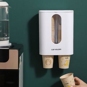 Portavasos desechable, sin necesidad de taladrar, estante de almacenamiento de vasos para restaurante, dispensador de agua con portavasos de papel de doble tubo - Product Image 2