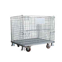 Cage de rangement robuste avec roulettes, conteneur en treillis métallique pliable, caisse mobile empilable pour poste de travail d'usine