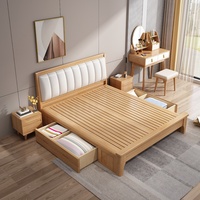 Lit mural moderne en bois massif de haute qualité avec tiroirs, mobilier de chambre durable, directement de l'usine, lit simple ou king size
