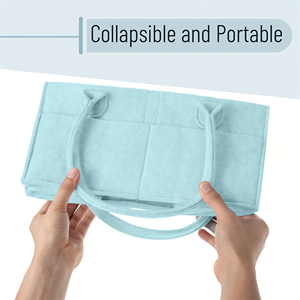 Felt Nursery Storage <b>Bag</b> with Compartments Nappy Caddy <b>Organiser</b> for Newborns and Babies - Product Image 5