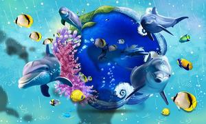 <span class=keywords><strong>Papier</strong></span> <span class=keywords><strong>peint</strong></span> mural en tissu de soie 3D moderne, imperméable et antistatique, motif monde sous-marin pour <span class=keywords><strong>aquarium</strong></span>, divertissement domestique - Product Image 3