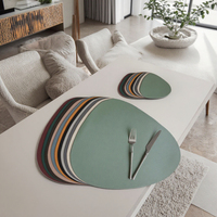 Tapis de table en cuir PU double face de haute qualité Design moderne Ensemble lavable imperméable écologique Napperons ovales uniques irréguliers