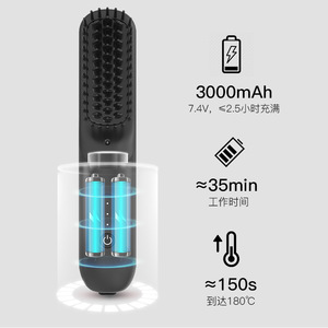 Hair Straightener Comb 3000mAh 7.4V Wireless Portable With Negative Ion For Home Use - Product Image 1