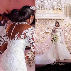 White Mermaid Wedding Dress Sweetheart Neckline Lace Embroidered Vintage Bridal Gown Long Train Formal Bride Dress - Product Image 3