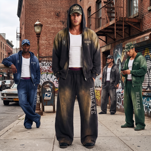 TKAN7707 Ensemble survêtement homme vintage délavé à l'acide avec logo personnalisé, sweat à capuche zippé oversize et pantalon de survêtement, style streetwear Y2K, 2 pièces - Product Image 2
