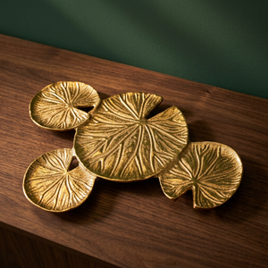 Table Perfection Gold Plated Leaf <b>Decorative</b> Tray Bohemian Style Plant Pattern Irregular Shape Single Piece Accent <b>Decor</b> - Product Image 2