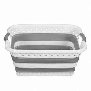 Collapsible Square <b>Plastic</b> <b>Laundry</b> <b>Basket</b> Space Saving Container with Comfort Grip Handles for <b>Laundry</b> Room Organization Storage - Product Image 1