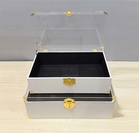 Ensemble de deux boîtes de rangement rectangulaires avec couvercles en acrylique, fermoirs plaqués or, moulées par injection, écologiques et durables pour l'emballage de cadeaux