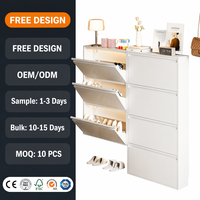 Armoire à chaussures moderne en acier anti-poussière verrouillable avec porte à clé, organisateur mural à 3 niveaux pour bureau, école, dortoir