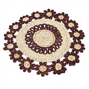 Cheap Rate Handmade Jute Place <b>Mat</b> Woven Round Table <b>Mat</b> Floral Decorative for Home Kitchen Dining Picnic - Product Image 1