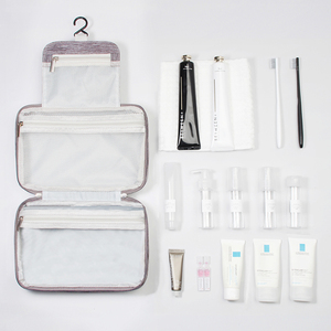 Fashionable Travel Makeup <strong>Wash</strong> <strong>Bag</strong> Waterproof <strong>Compartment</strong> for Toiletry <strong>Bag</strong> with Zipper Closure Reusable Polyester &amp; Letter Patte - Product Image 1