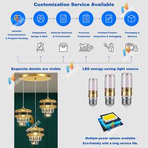 Lámpara de Araña de Cristal Dorado, Lámpara Colgante <span class=keywords><strong>LED</strong></span> de Lujo, Lámpara de Techo Decorativa para Decoración de Estilo Europeo - Product Image 5
