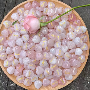 Decoraciones de Cristal Rosa y Blanco en Forma de Corazón, Grabado Láser con Texto de Amor, Regalo para el Día de San Valentín, 40mm 50mm 25mm - Product Image 1