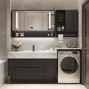 Mueble de Baño Integrado con Lavabo Verde sin Juntas y Placa de <span class=keywords><strong>Roca</strong></span> para Lavado de Manos y Cara, con Lavadora Integrada - Product Image 3