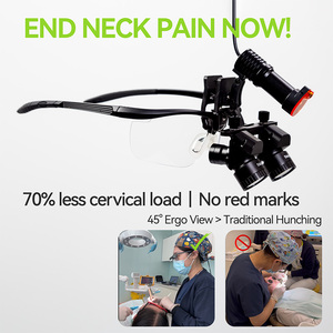 Phẫu thuật góc cạnh đầu gắn kính hai mắt Độ phóng đại 4x-6x Tầm nhìn sáng Headband TTL Ergo nha khoa LOUPES 5x với ánh sáng - Product Image 3